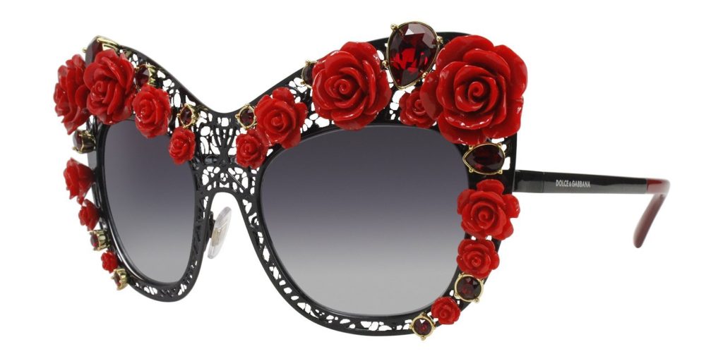 DOLCE GABBANA FLOWERS LACE LIMITED EDITION BLACK RED - GRAY