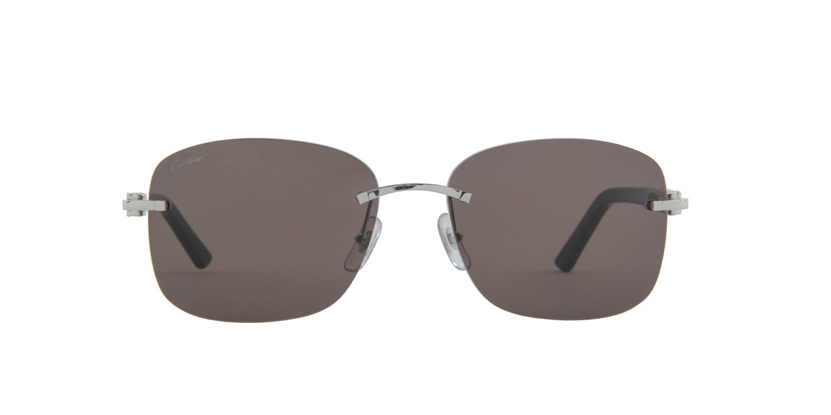 Cartier - CT0227S Silver and Black/Grey Rectangular Men Sunglasses