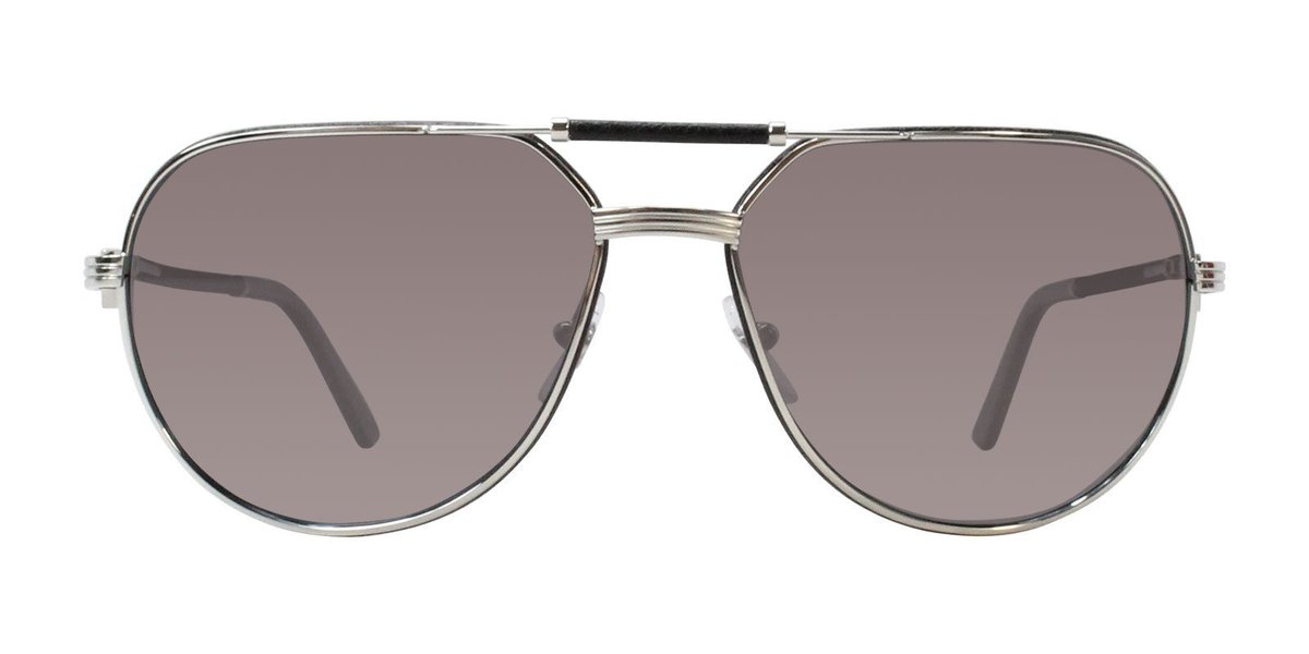 Cartier - ESW00061 Black Silver/Gray Polarized Aviator Men Sunglasses