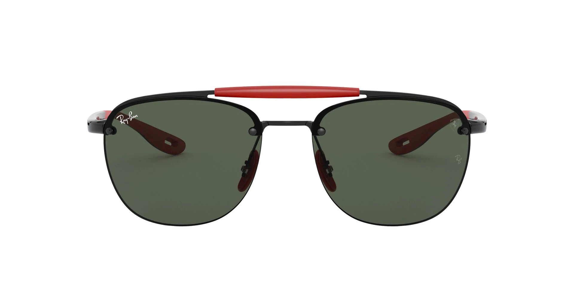 Ray Ban - Scuderia Ferrari Black:Dark Green Square Men Sunglasses