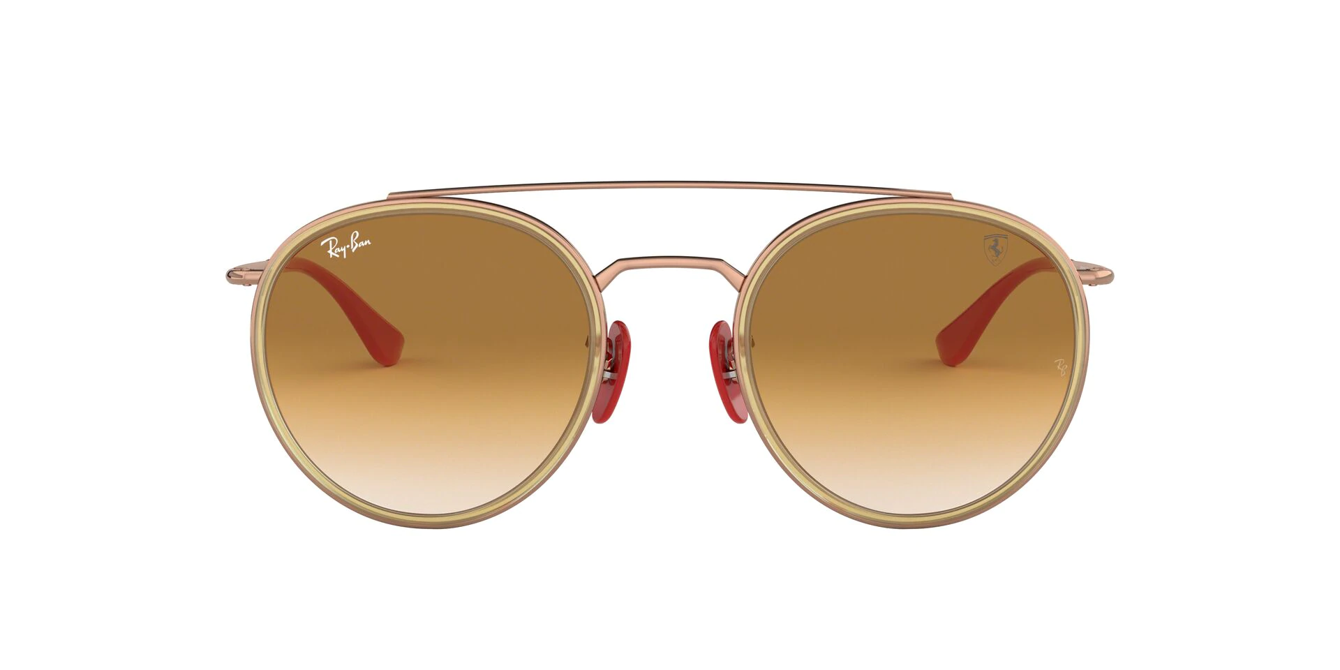 Ray Ban - Scuderia Ferrari Copper:Brown Gradient Round Men Sunglasses